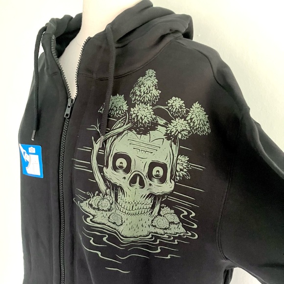 Adidas Originals black green skull hoodie sweatshirt NWT